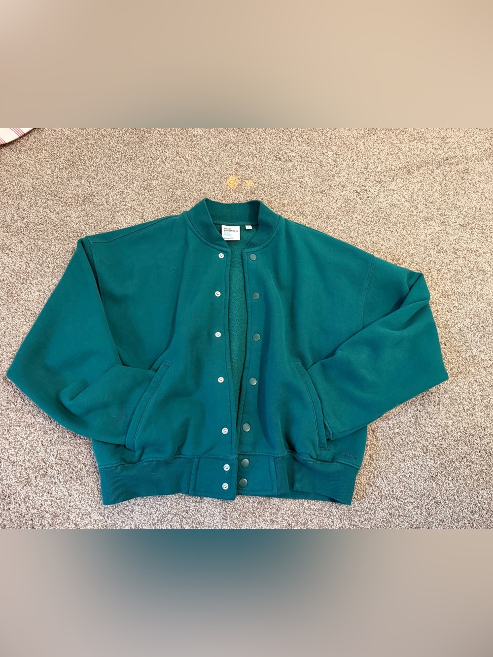 TNA Sweatfleece Cozy Fleece Boyfriend Fit Bomber Jacket Green